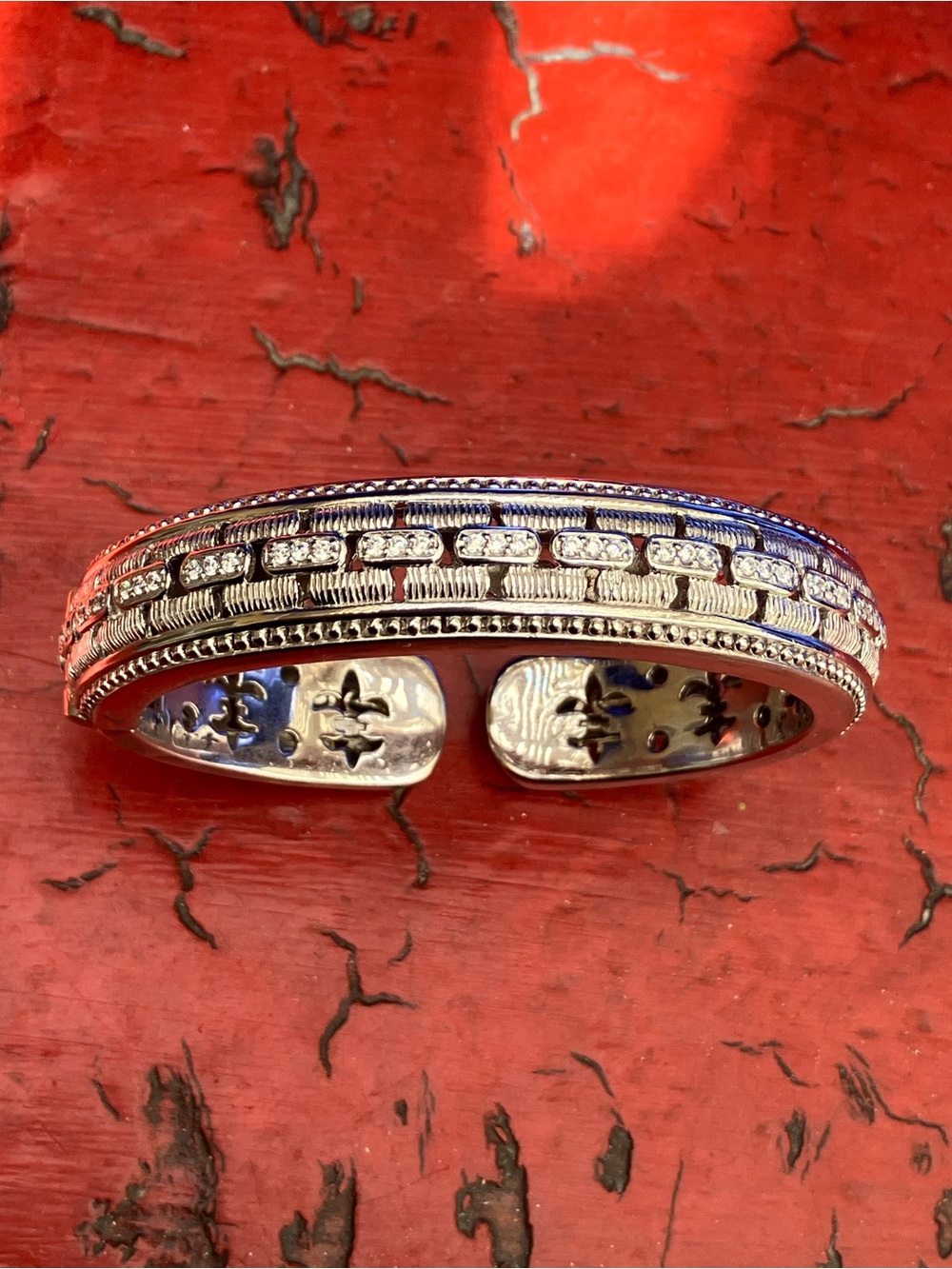 Judith Ripka Panther Link Cuff Bracelet Sterling Average Size